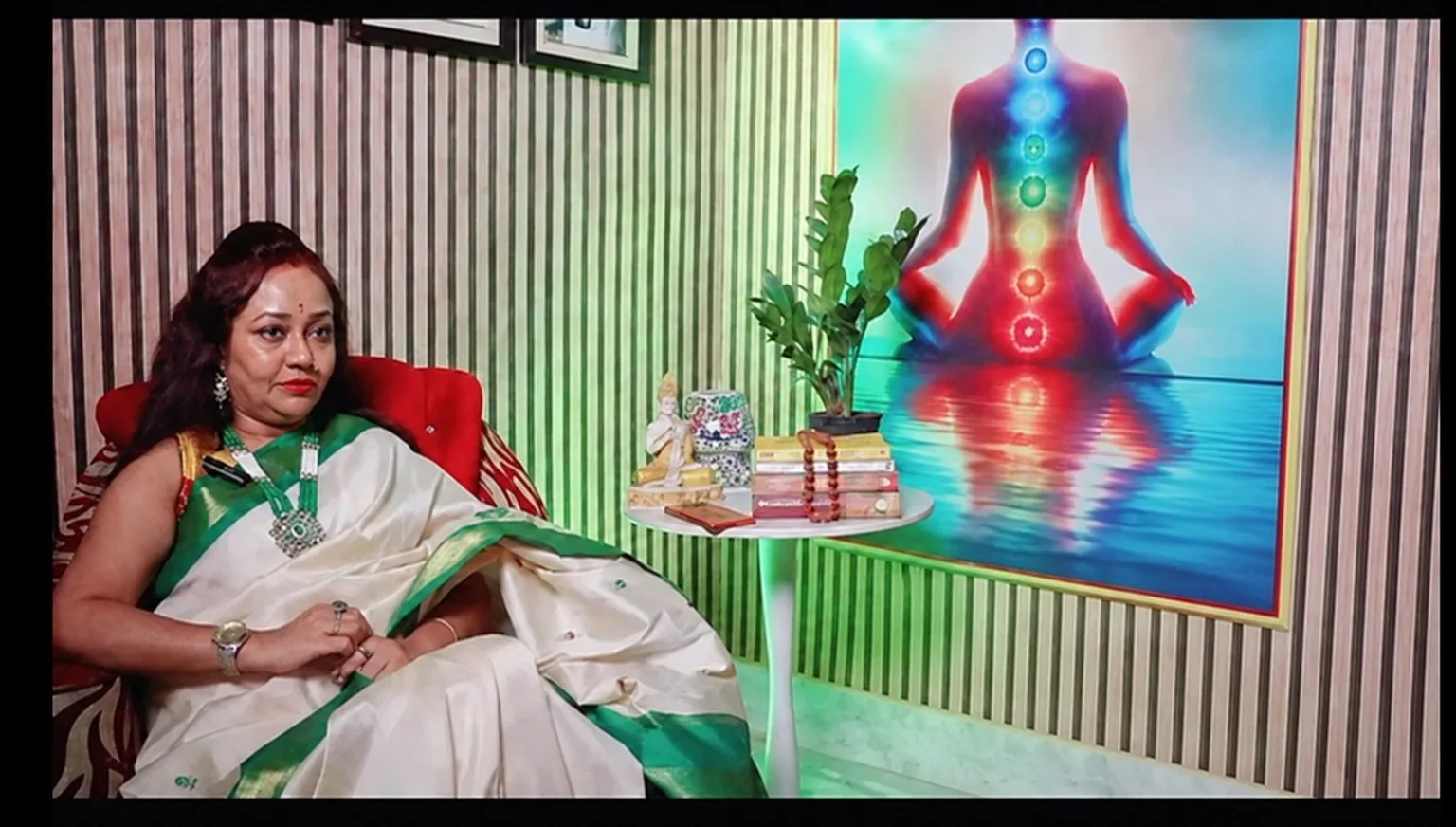 Soniya Bassu, founder of Divine Liv Life, seated in a studio